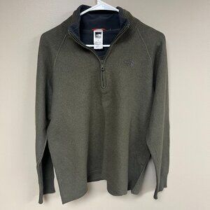 The North Face Green Quarter Zip Sweater Cotton/Wool Blend
